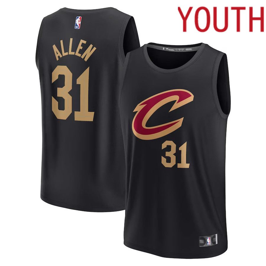 Youth Cleveland Cavaliers #31 Jarrett Allen Fanatics Branded Black Fast Break Player NBA Jersey-0